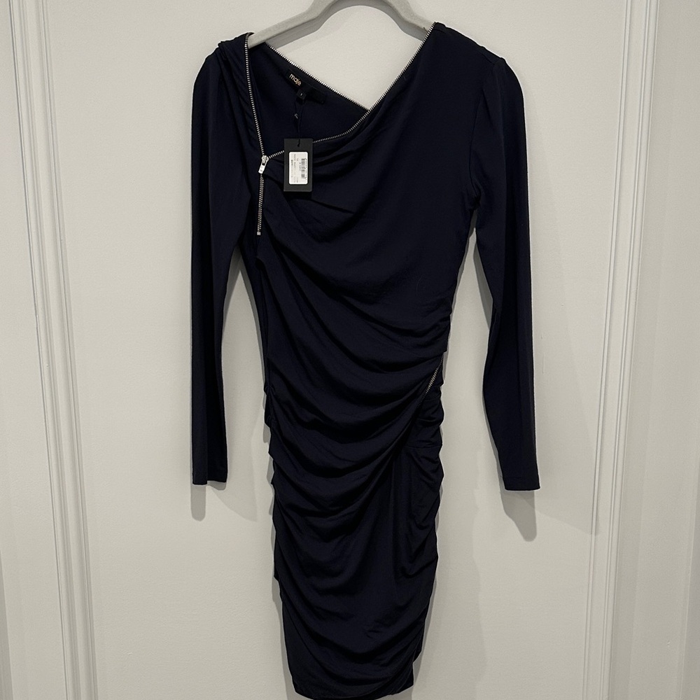Maje Ruched Jersey Dress
